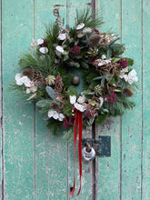 Load image into Gallery viewer, Handmade Skimmia and Dried Lunaria Wreath