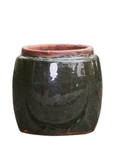 Load image into Gallery viewer, Dark Green Glazed Plant Pot With Saucer - *Local Delivery or Local Pick Up Only*