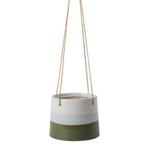 Load image into Gallery viewer, Green Stripe Hanging Plant Pot