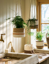 Load image into Gallery viewer, Striped Hanging Seagrass Basket