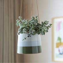 Load image into Gallery viewer, Green Stripe Hanging Plant Pot