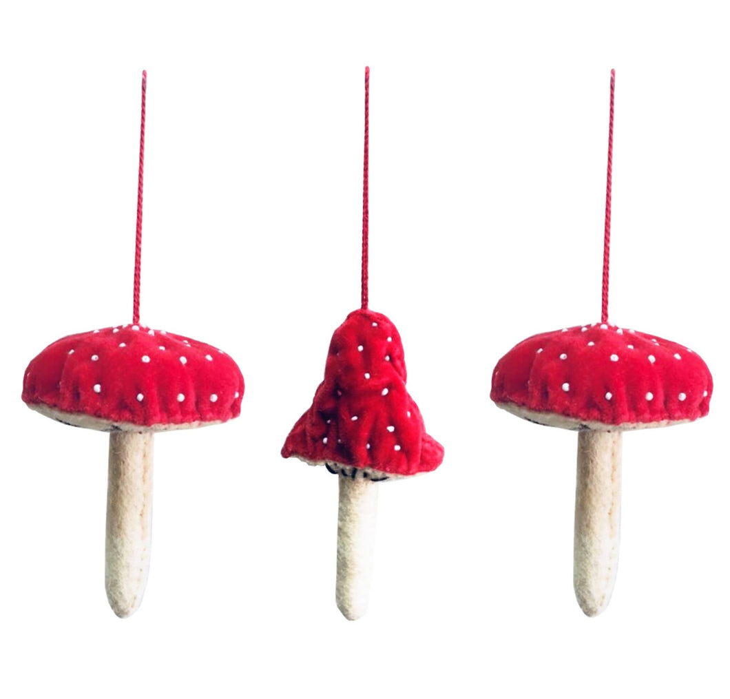 Red Velvet Mushroom Tree Decorations