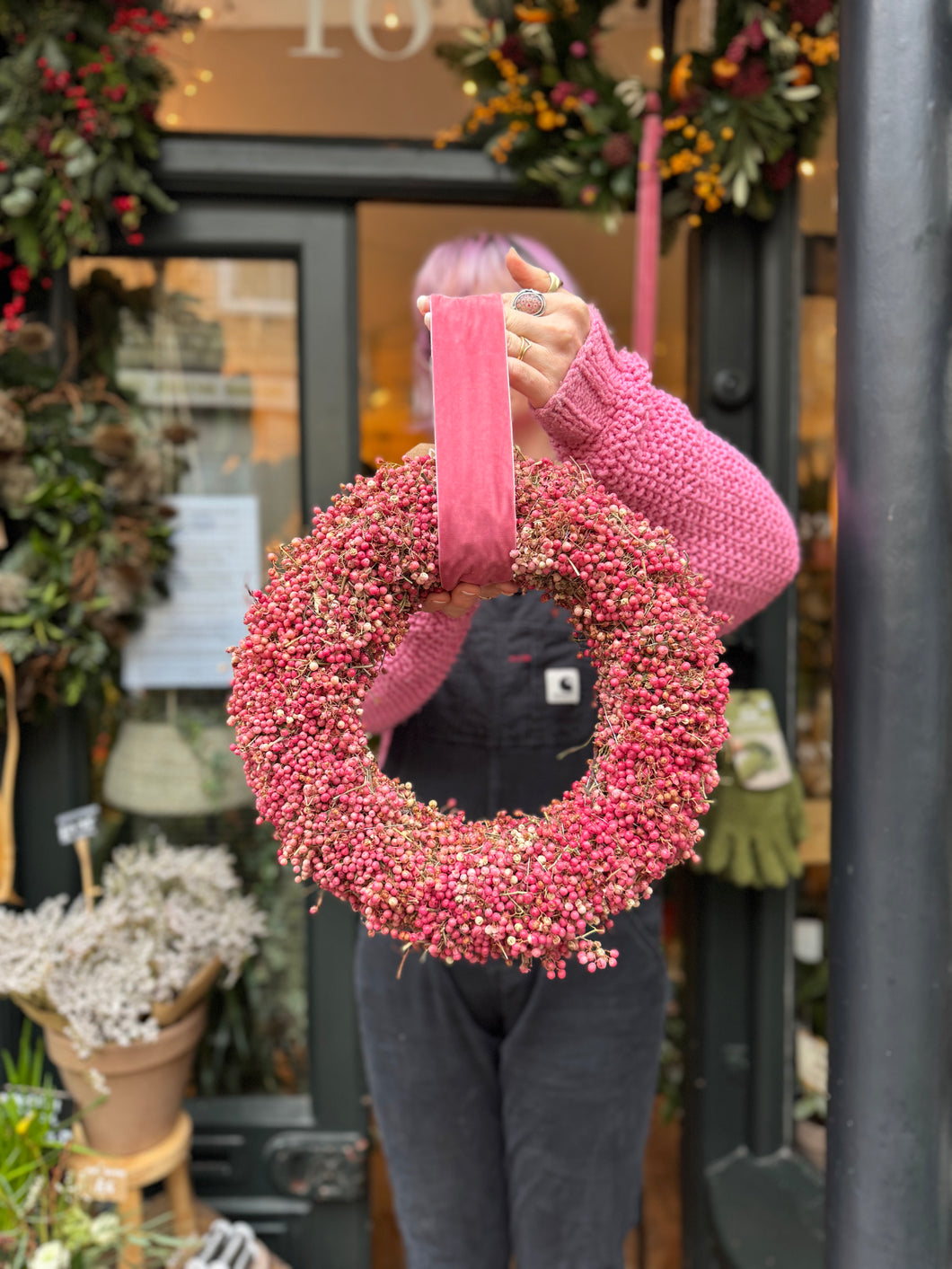 Dried Pink Pepperberry Wreath / Schinus Molle Wreath