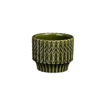 Green Zig Zag Plant Pot