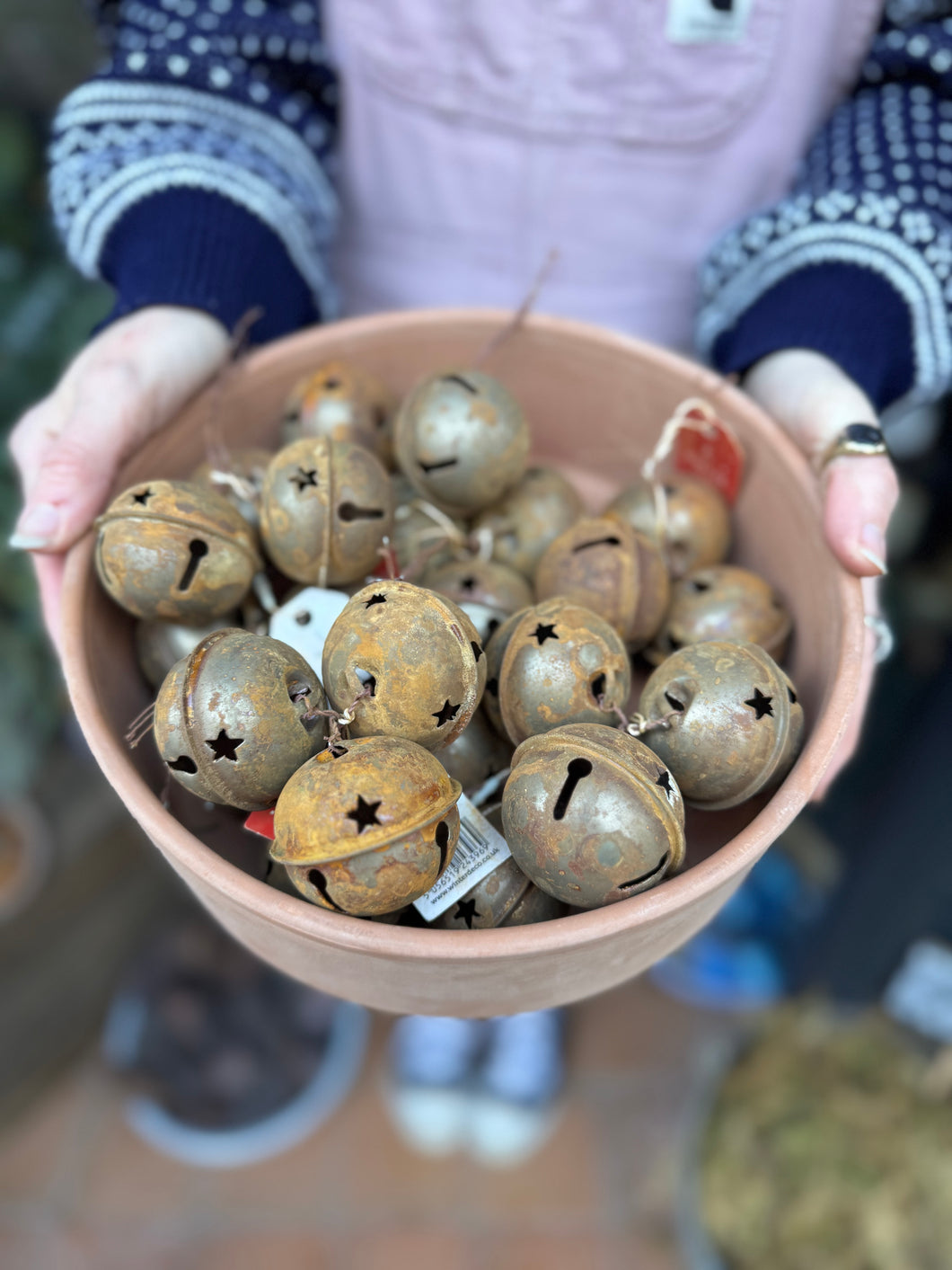 Large Wired Rusted Christmas Bells