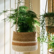 Load image into Gallery viewer, Striped Hanging Seagrass Basket
