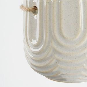 Textured Light Grey Ceramic Hanging Plant Pot