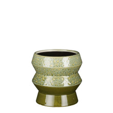 Load image into Gallery viewer, Green Glazed Zig Zag Plant Pots
