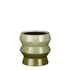 Green Glazed Zig Zag Plant Pots