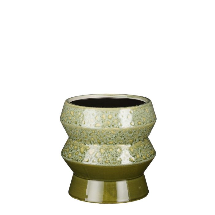 Green Glazed Zig Zag Plant Pots