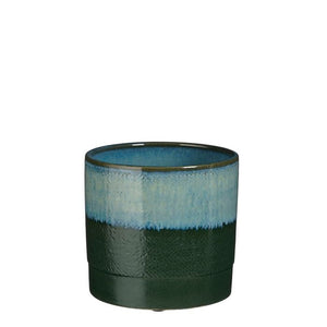 Dark Green Retro Textured Glazed Plant Pots - *Local Delivery or Local Pick Up Only*