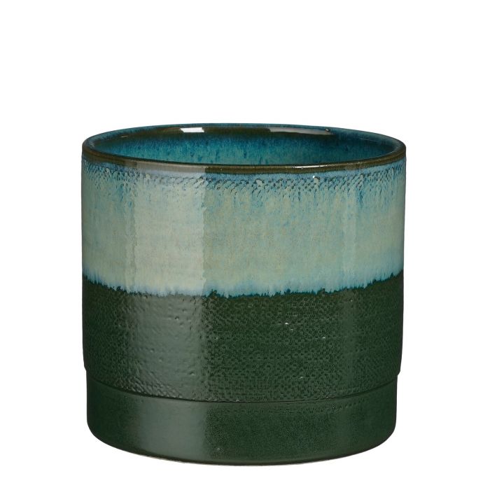 Dark Green Retro Textured Glazed Plant Pots - *Local Delivery or Local Pick Up Only*