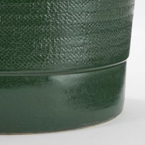 Dark Green Retro Textured Glazed Plant Pots - *Local Delivery or Local Pick Up Only*
