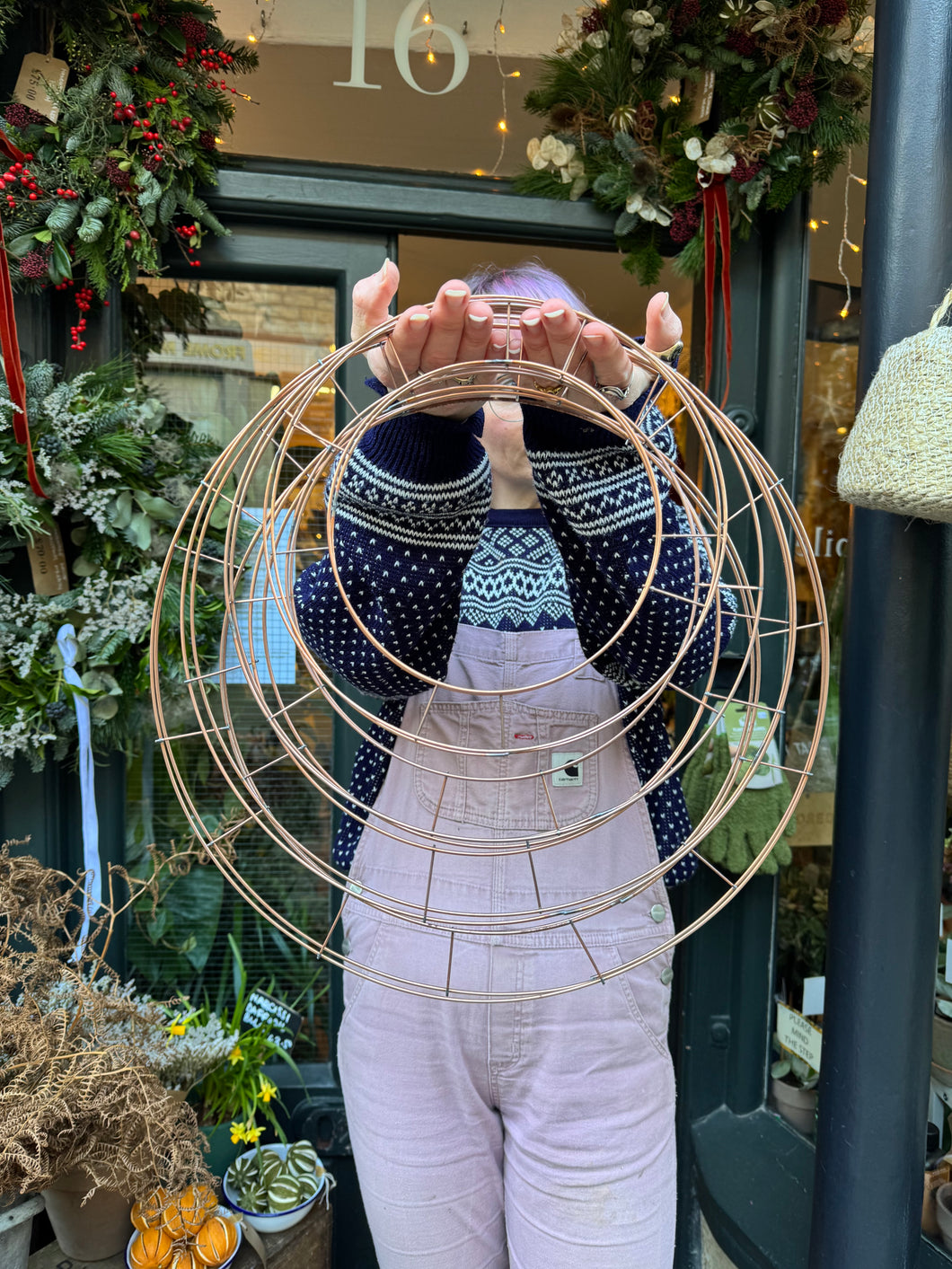 Christmas Wreath Frames - Double Copper Colour Wire Rings