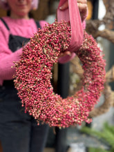 Load image into Gallery viewer, Dried Pink Pepperberry Wreath / Schinus Molle Wreath
