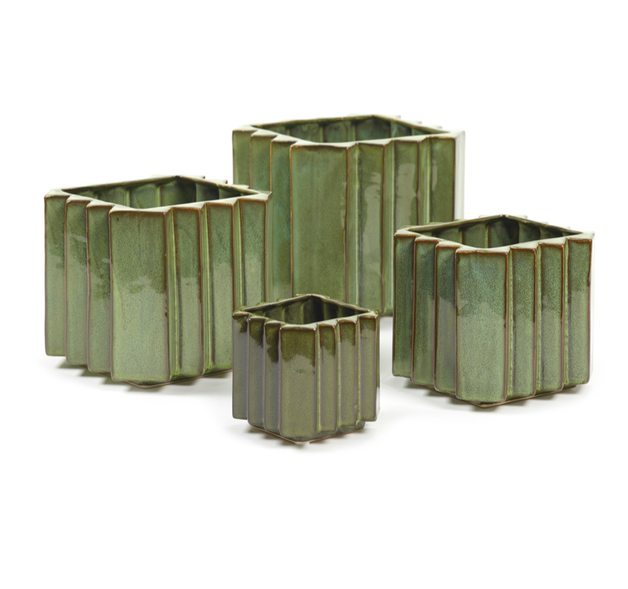 Green Glazed Sixties Plant Pots - *Local Delivery or Local Pick Up Only*
