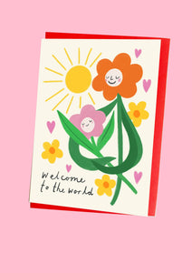 New Baby Flower Face Greeting Card