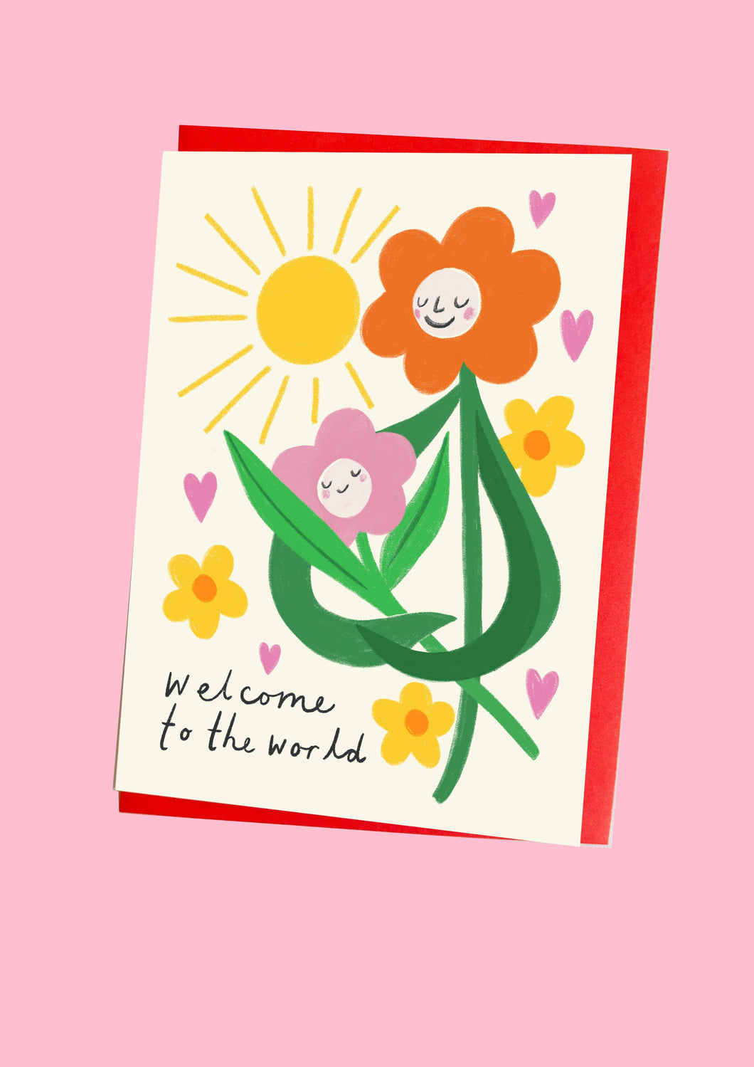 New Baby Flower Face Greeting Card