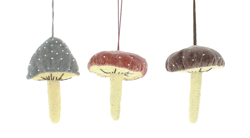 Pastel Velvet Mushroom Tree Decorations