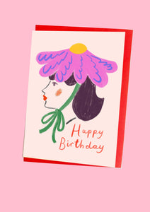 Flower Woman Happy Birthday Greeting Card