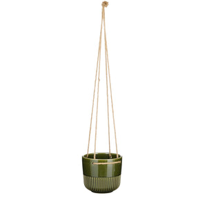 Dark Green Ceramic Hanging Plant Pot