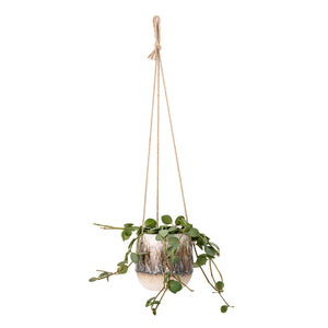 Speckled Brown Glazed Hanging Plant Pot