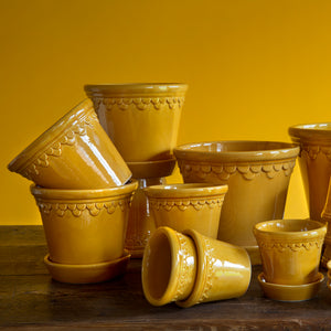 Copenhagen Yellow Glazed Plant Pots - *Local Delivery or Local Pick Up Only*