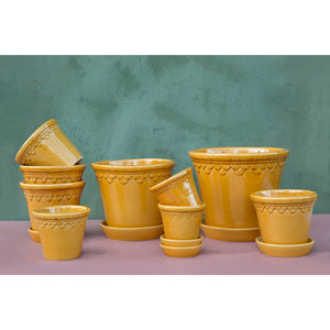 Copenhagen Yellow Glazed Plant Pots - *Local Delivery or Local Pick Up Only*