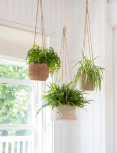 Large Tapered Hanging Plant Pot In Jute