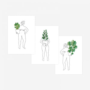 Katrina Sophia Plant Ladies Set of 3 Postcards