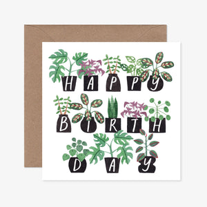 Katrina Sophia Potted Plants Happy Birthday Card