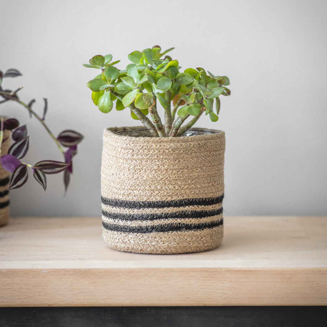 Striped Basket Plant Pot